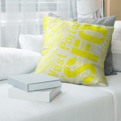California Districts Word Art Leather Throw Pillow Cover