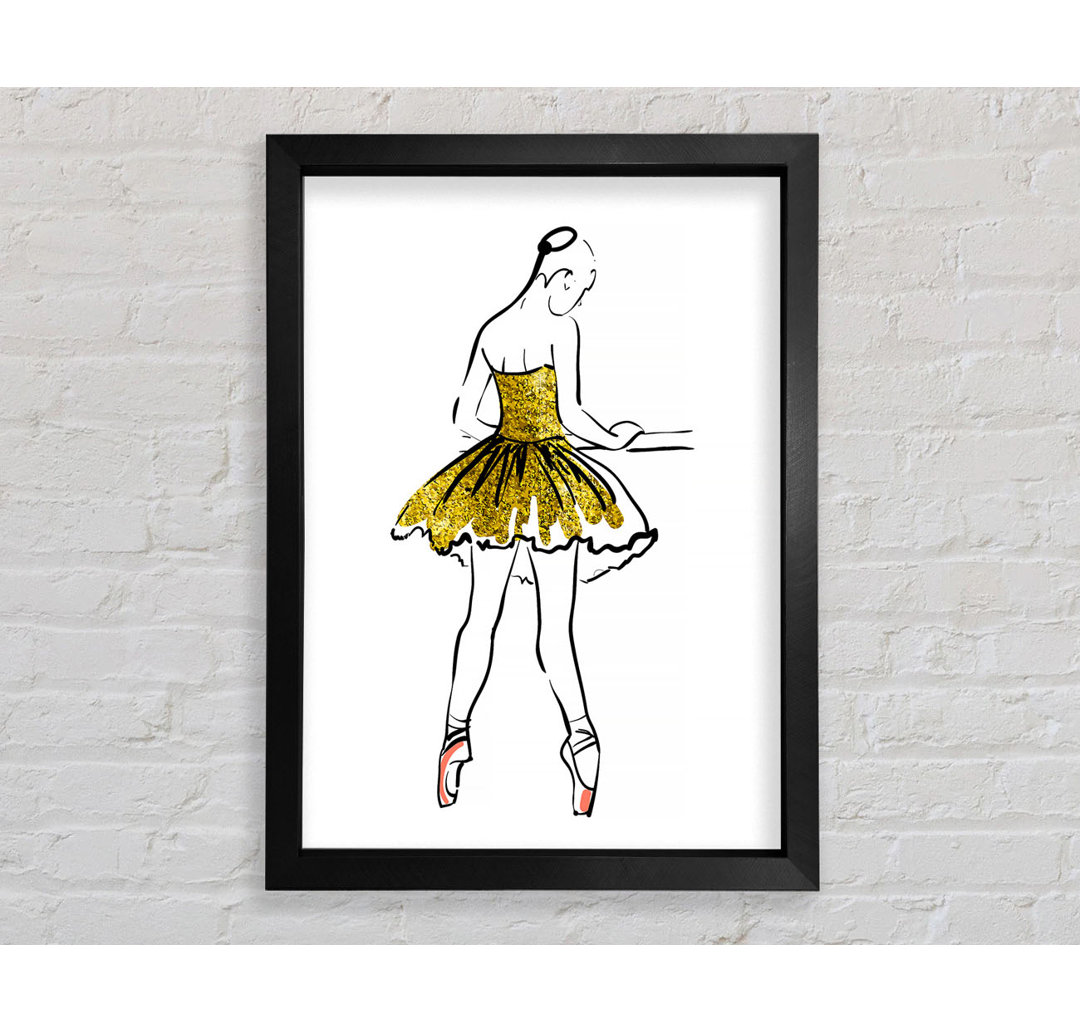 Golden Pink Ballerina 3 Gerahmter Druck