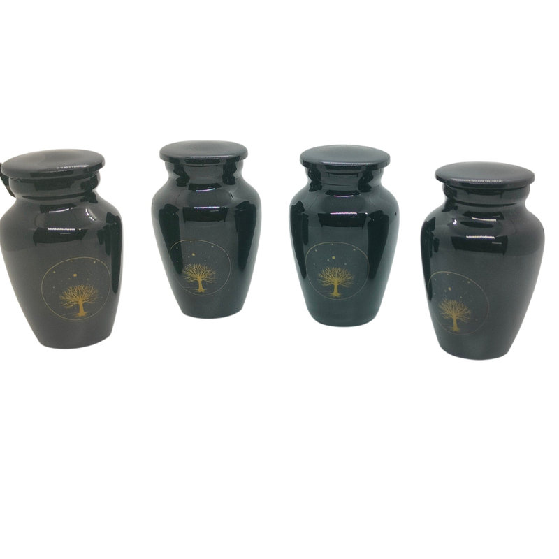 Tree of Life - Black with Golden Tree of Life Keepsakes Set of 4 for Ashes