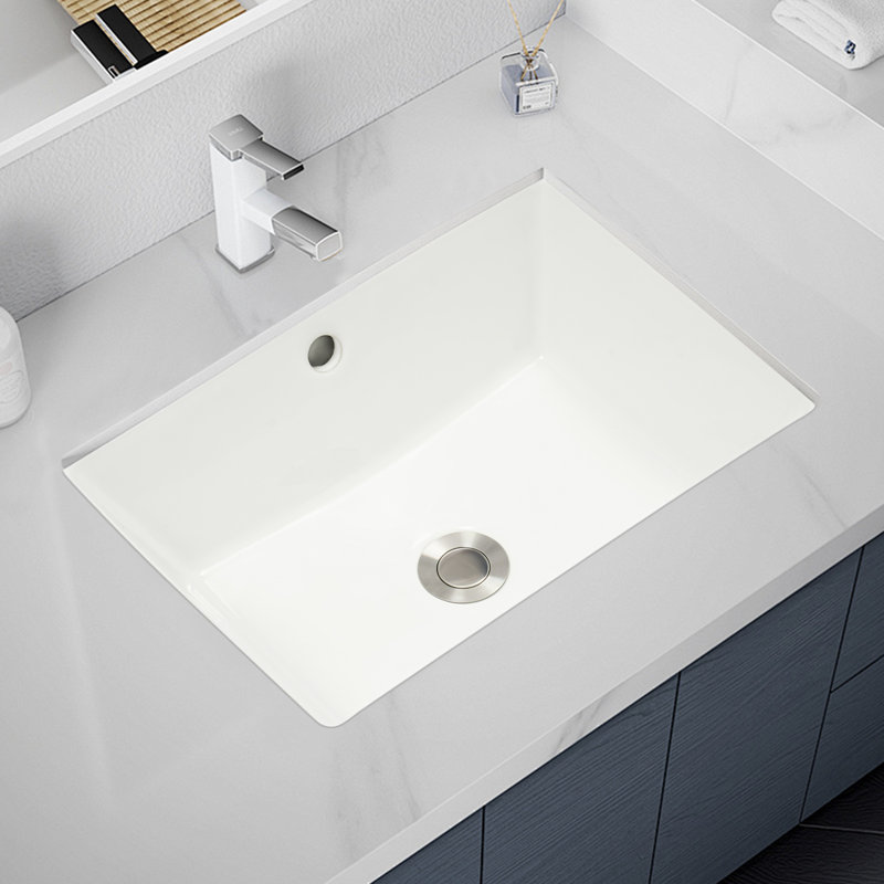 Lavabo de salle de bain rectangulaire en céramique avec trop-plein 11,81 po OUKANING
