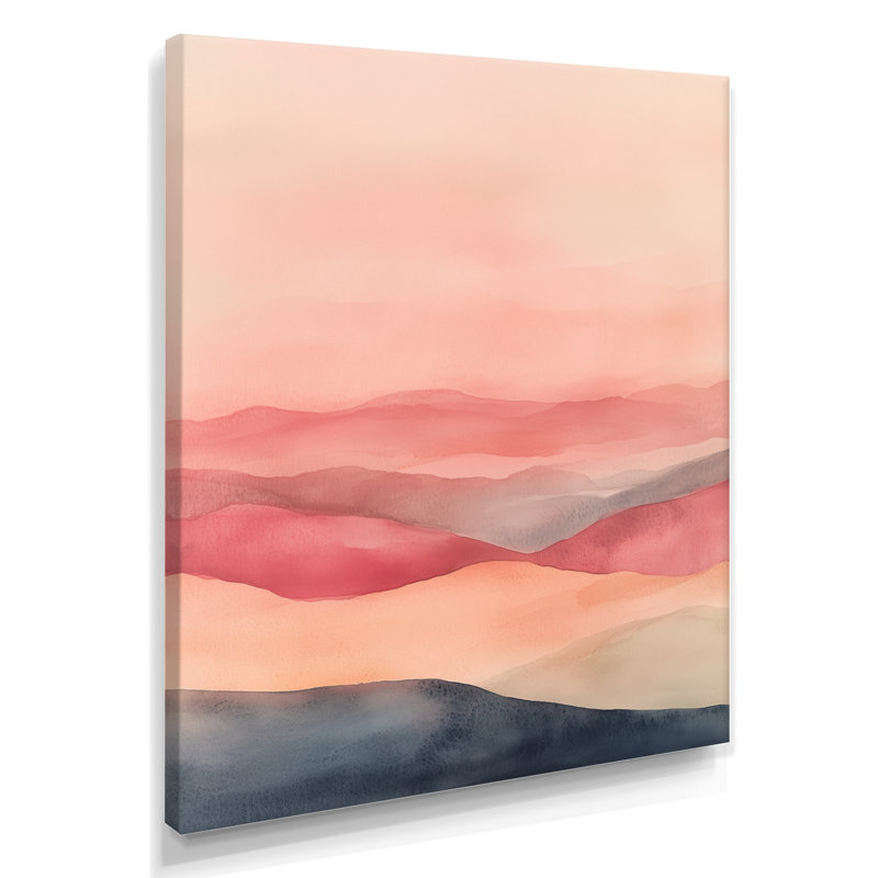 «Blush», art mural abstrait, terrain éclaté, toile superposée, H 20 po x l 12 po, Toile tendue