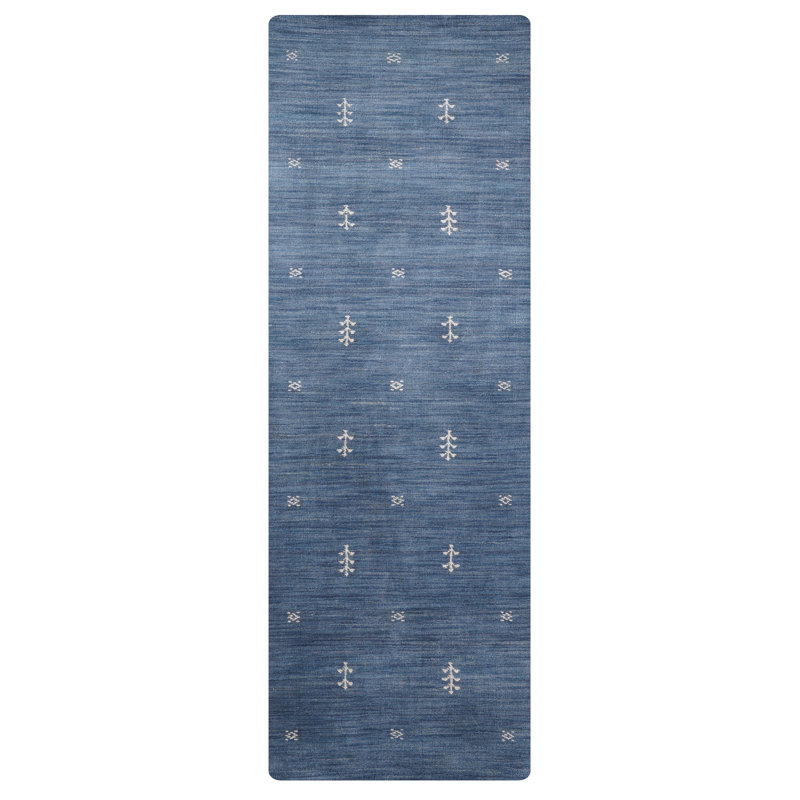 Hand Knotted Loom Wool Eco-Friendly Area Rugs  - Round | Blue Color | Contemporary, High Pile Thick Handmade Anti Skid Area Rugs for Living Room, Bed Room