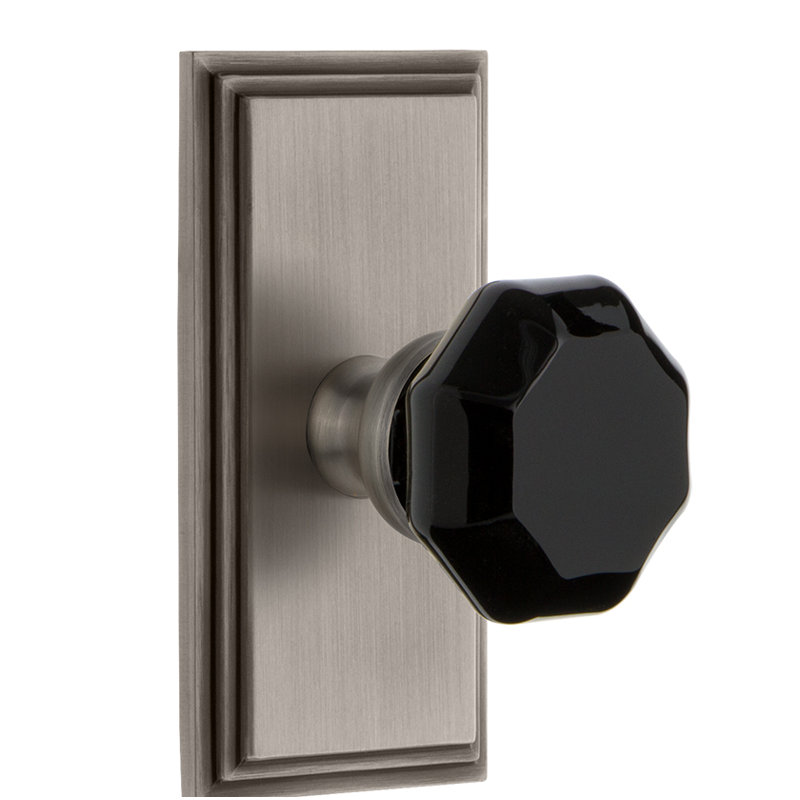 Rosette Grandeur Carré avec bouton de porte Lyon, Étain antique, 2-3/8 po