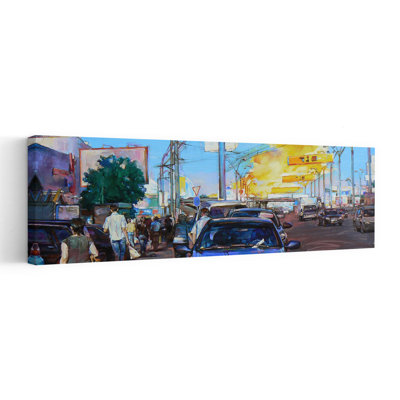 Bustling City Street Vibrant Abstract Contemporary City Landscape Wall Art
