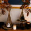 Décoration de chapeau de sorcière naturelle tissée à la main avec des fantômes et des araignées - ensemble de 2 décorations de table d'Halloween