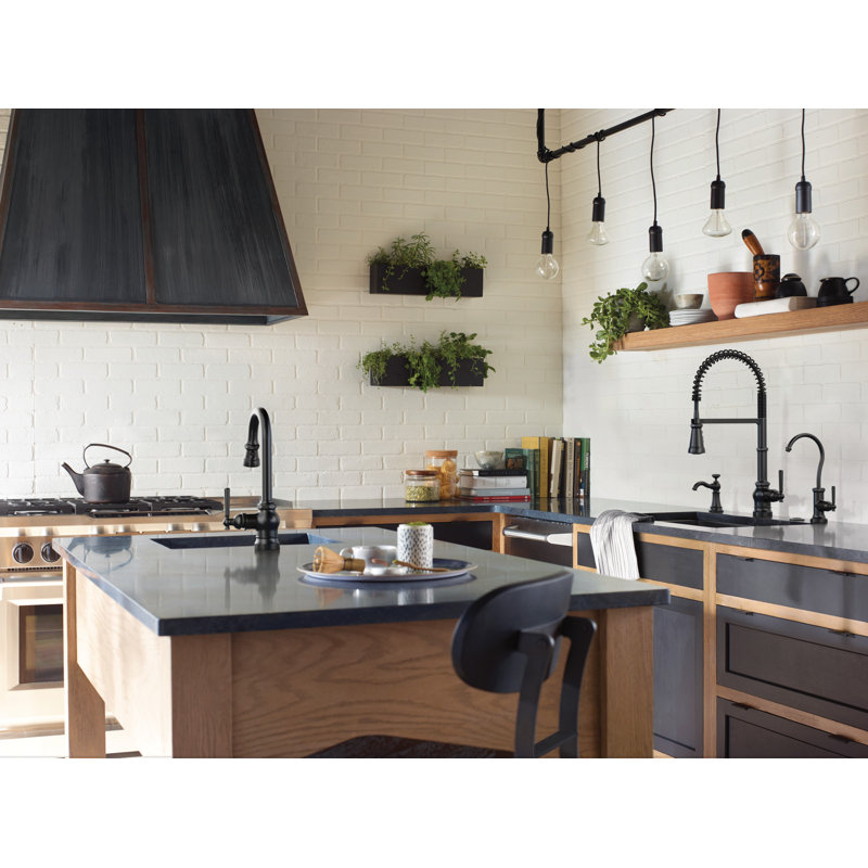 Peterson One-Handle Pull Down Single Handle Kitchen Faucet with Power Boost, Matte Black