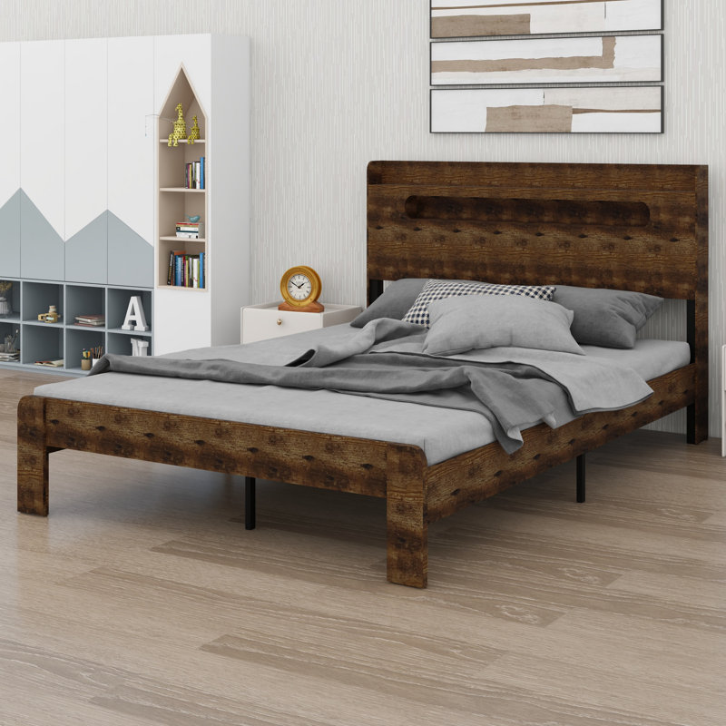 Base de lit plateforme avec tête de lit intégrée