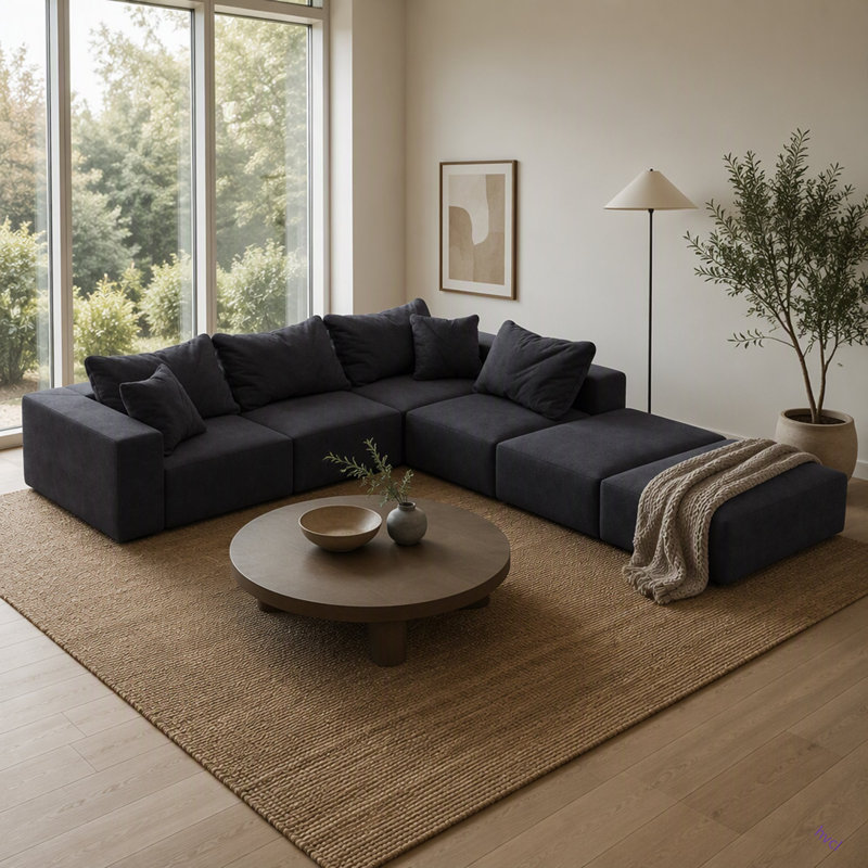 Canapé surdimensionné en os éponge Boneless, ensemble de canapé modulaire rembourré moderne, ensemble de canapé modulaire modulaire avec 6 coussins, canapé-lit combiné gratuit pour le salon, la chambre à coucher