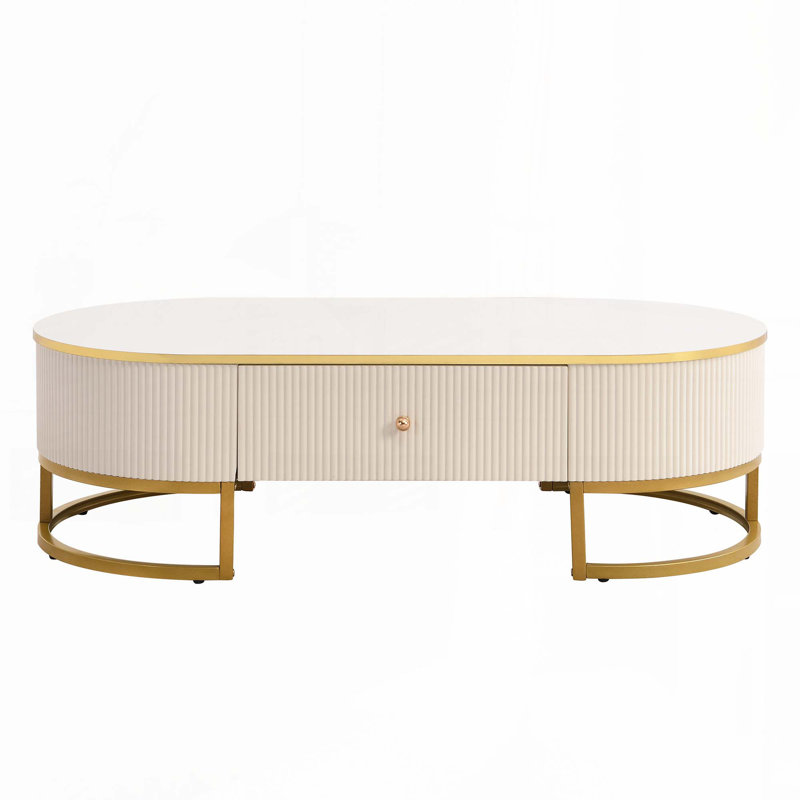 Oval Coffee Table with Drawers