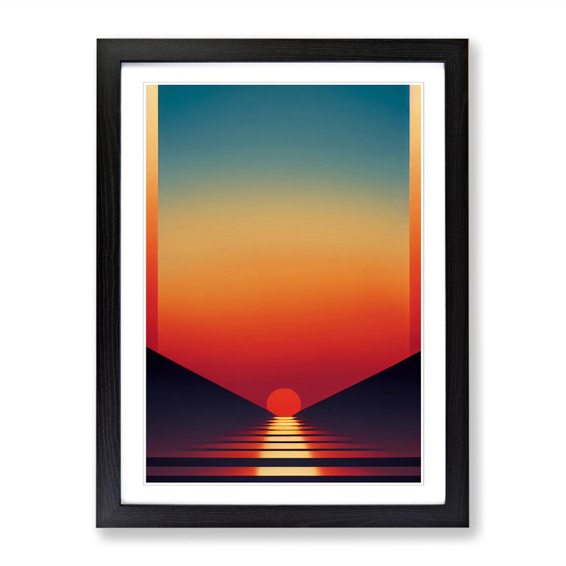 Sunset Minimalism Vol.2 - Picture Frame Print, 64cm H x 25cm W x 2cm D, Black