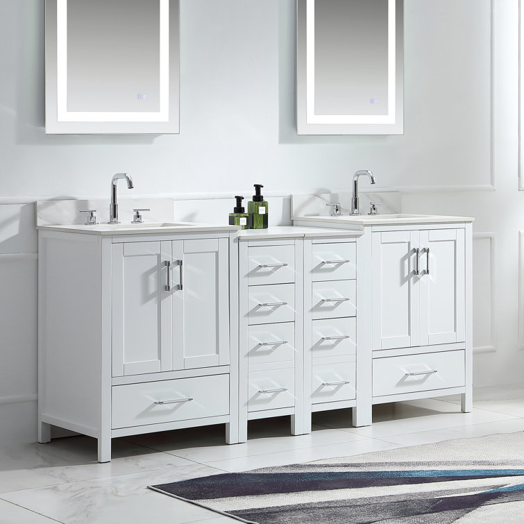 Annaline 72'' Free-Standing Double Bathroom Vanity with Engineered Stone Vanity Top Lark Manor Base Finish: Silver Gray