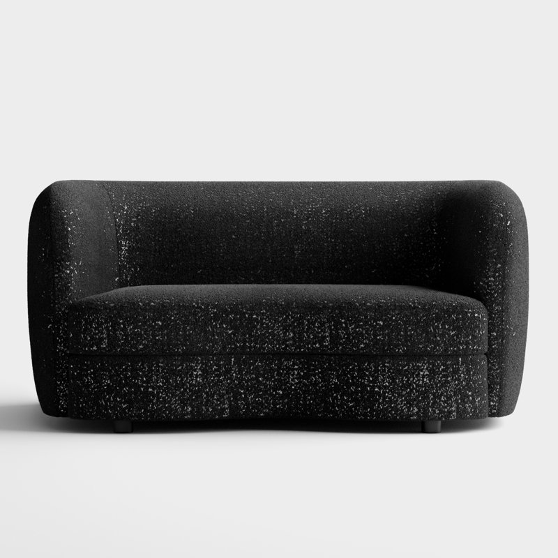 Celal 63'' Tuxedo Arm Curved Loveseat, Black 100% Polyester