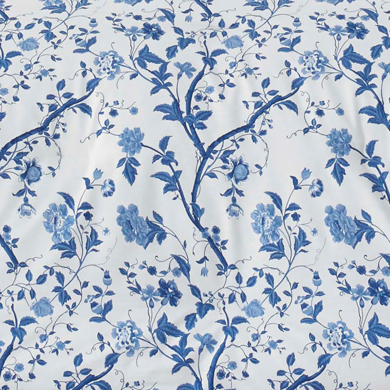 King Blue Cotton Reversible Floral Comforter Set