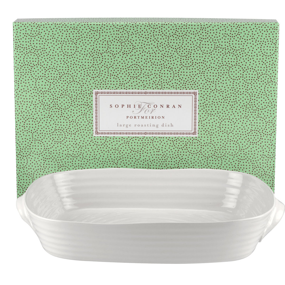Portmeirion Sophie Conran White Lg Hndl Rect Rst Dish 15"X 11" Portmeirion