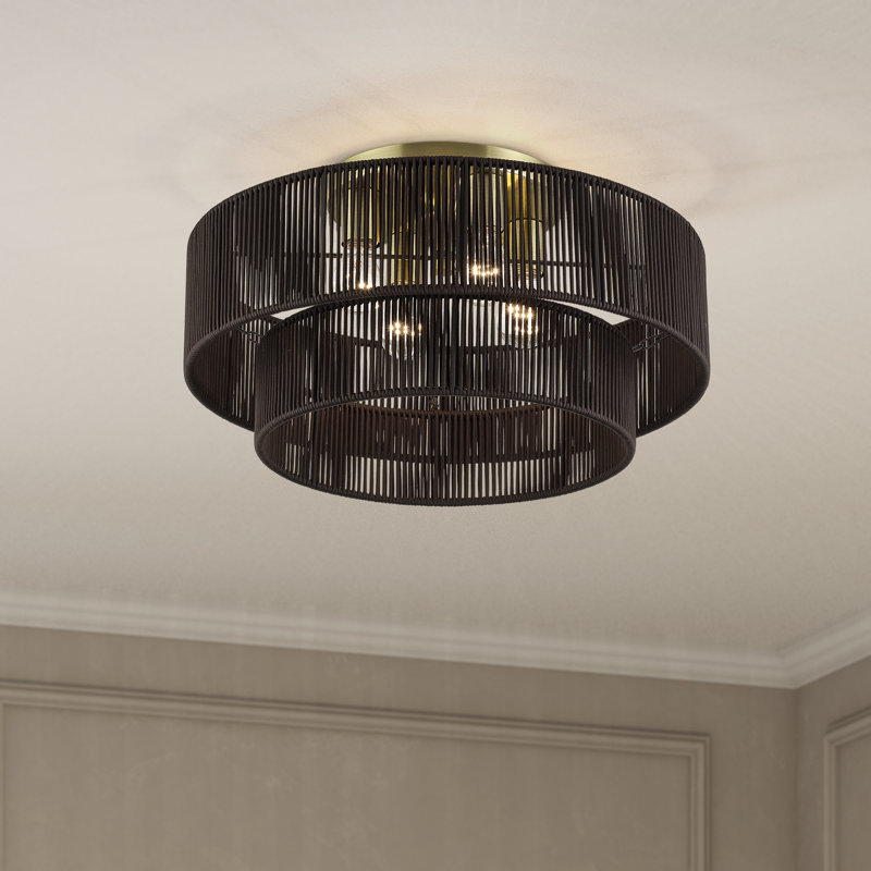 Très grand semi-encastré 4 lumières Asllan, Laiton antique, Brown