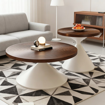 Table basse ronde en forme de sablier Farmhouse