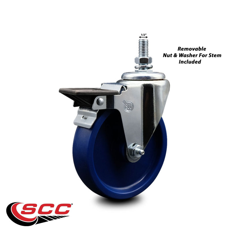 Polyurethane Wheel Swivel 12mm Threaded Stem Caster Set SCC