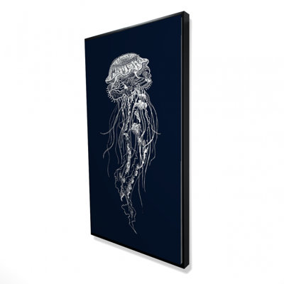 Detailed jellyfish illustration - 24"x48" Framed canvas