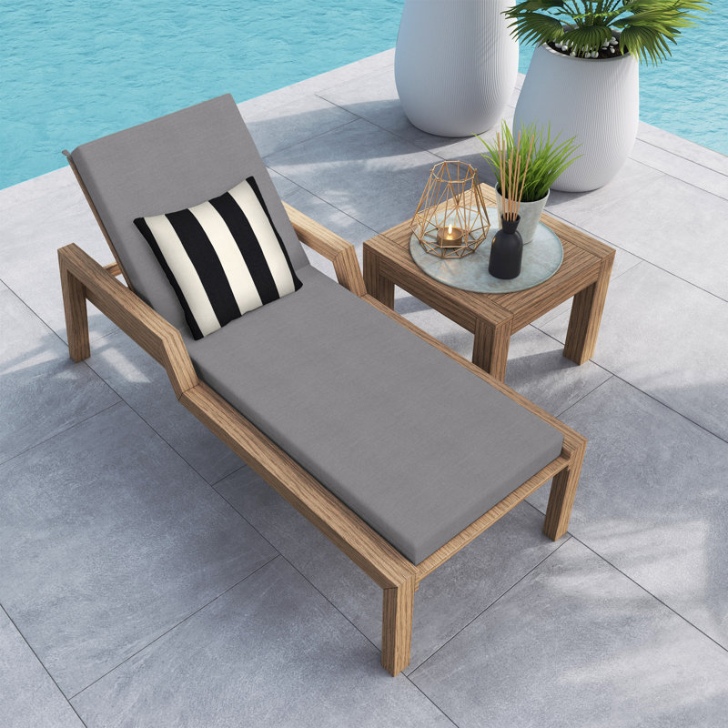 Outdoor Chaise Lounge Cushion – Weather-Resistant, Reversible, Plush Comfort - Basics by Wayfair™, Leaf green, 75" L x 23" W