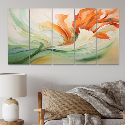Green Flowing Petals - Abstract Botanicals Metal Wall Decor Set