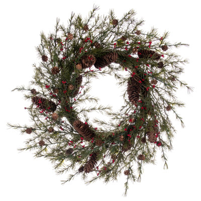 Couronne à feuilles en polyester 22 po