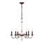 Lustre de style rétro blanc et rouille avec luminaire suspendu à 6 lumières (E12 sans ampoule incluse)