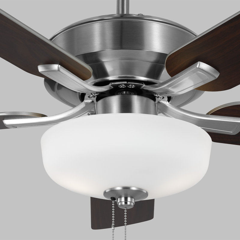 52'' Ceiling Fan with LED Lights, Silver/American Walnut, Brushed Steel