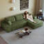 Canapé modulaire 107 po avec méridienne en forme de L, siège modulaire à assise profonde 107 po, aucun assemblage requis, tissu en velours côtelé moelleux, vert-121048056