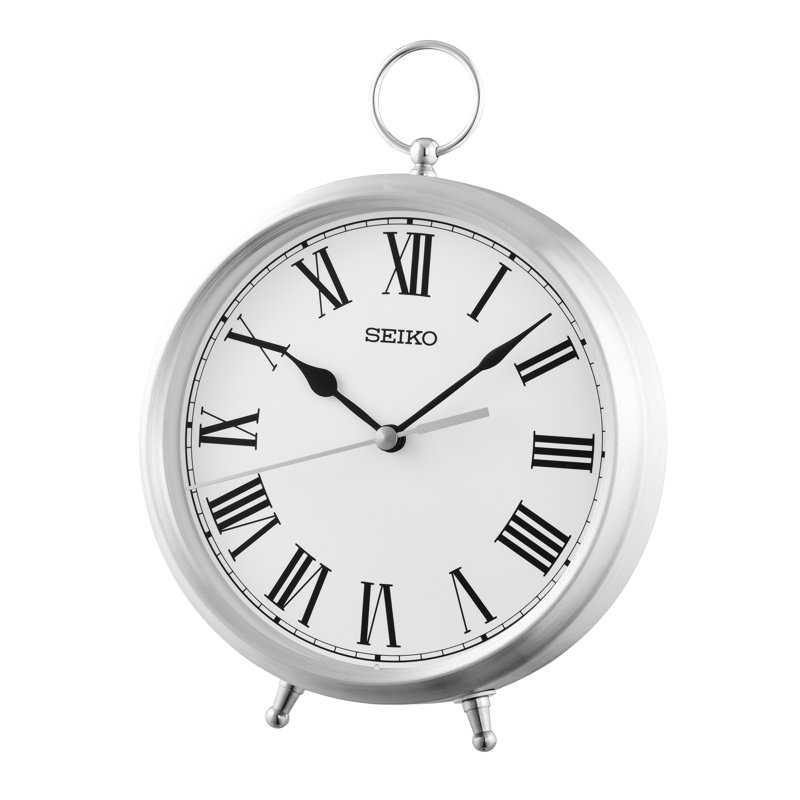 QXG155SLH Traditional Desk Table Clock, Silver-Tone
