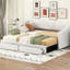 Beige, lit de jour rembourré, très grand lit simple, tiroirs de rangement, excellente expérience d'assise, lattes en bois pour matelas extensibles, rembourré, dossier et support de soutien ergonomique très grand, tissu doux