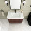 Ensemble de meuble-lavabo mural simple 30 po en noyer avec lavabo en céramique intégré