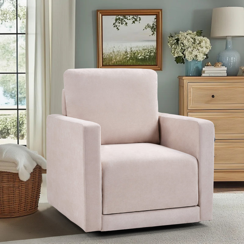 Fauteuil d'appoint pivotant en chenille de 29,55 po de largeur avec siège de rangement, Beige
