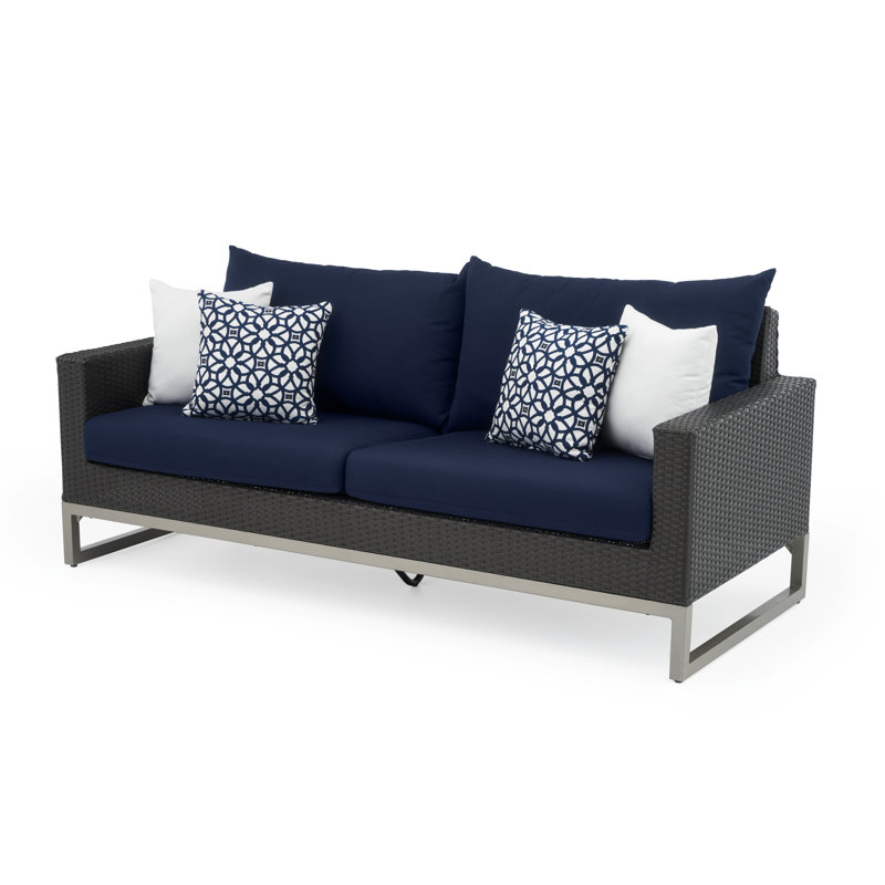 Sunbrella Outdoor 78In. Sofa - Grey, Brown, Charcoal Gray