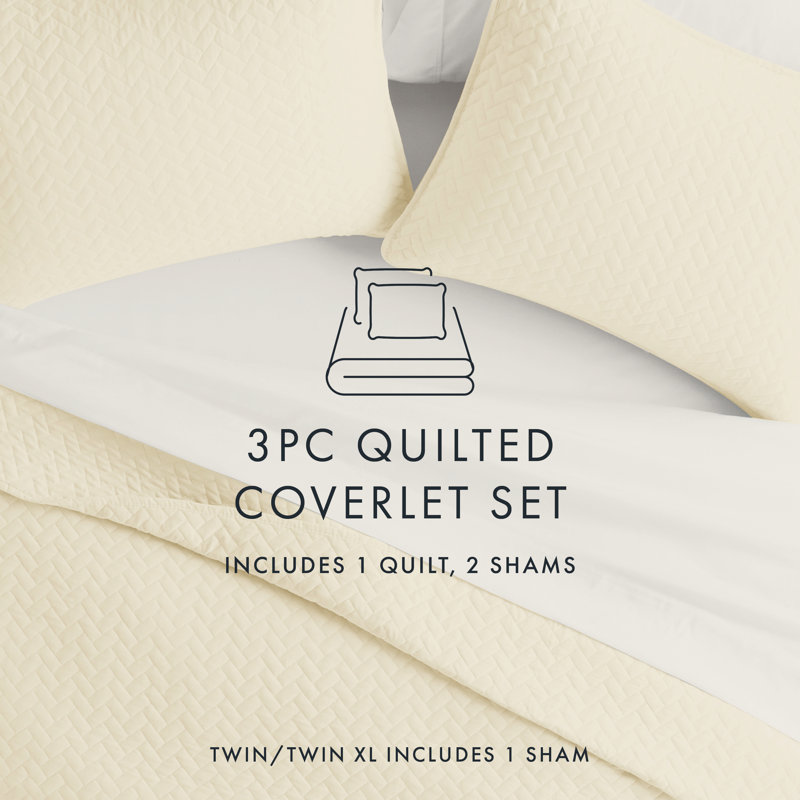 King Size Yellow Microfiber Quilted Coverlet Set