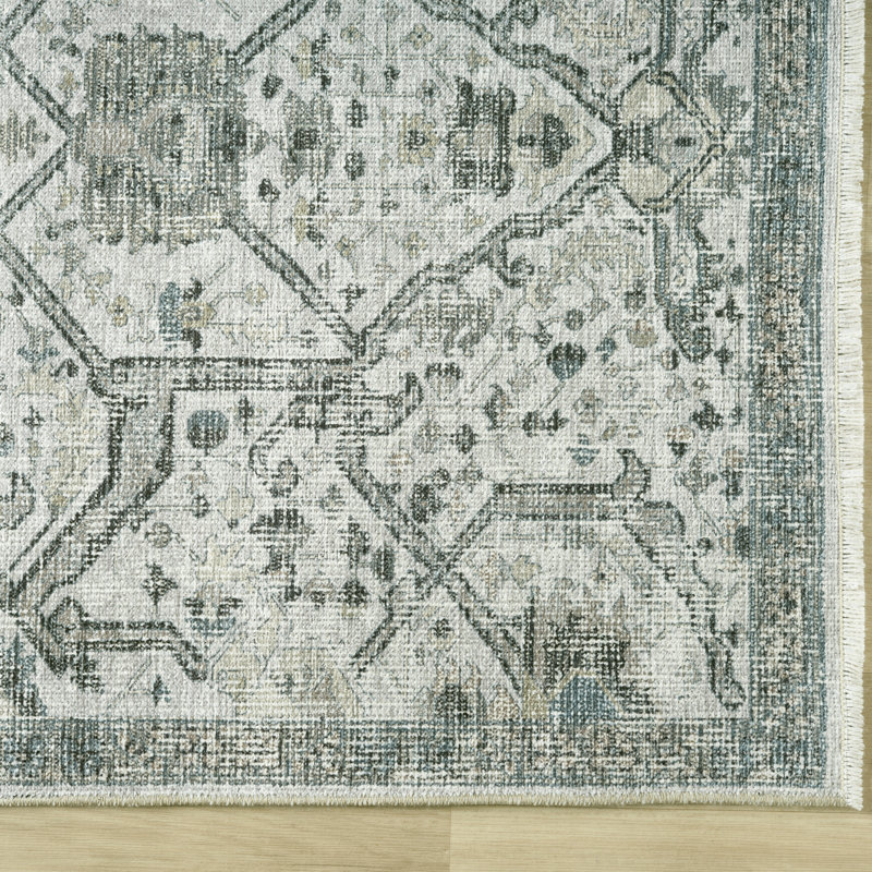 Tapis en coton Aldora Lattice Stone, Rectangulaire 2 pi x 3 pi