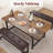 63" Dining Table Set for 4-6, Large Extendable Kitchen Table Set with 2 Upholstered Benches for 6, 3 Piece Rectangle Dining Table Set for 4 for Apartment, Saving Space