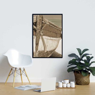 Tied Up Rowing Boat - Marine Office Framed Canvas Decor