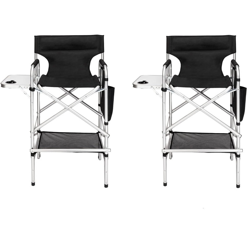 Frame Folding Directors Chair With Side Table(2 Pack)