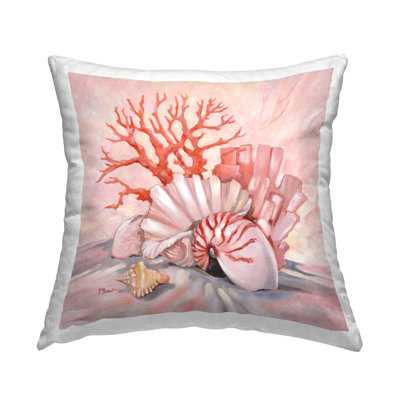 Divers coussins décoratifs de corail rouge et rose à motif de natures mortes par Paul Brent