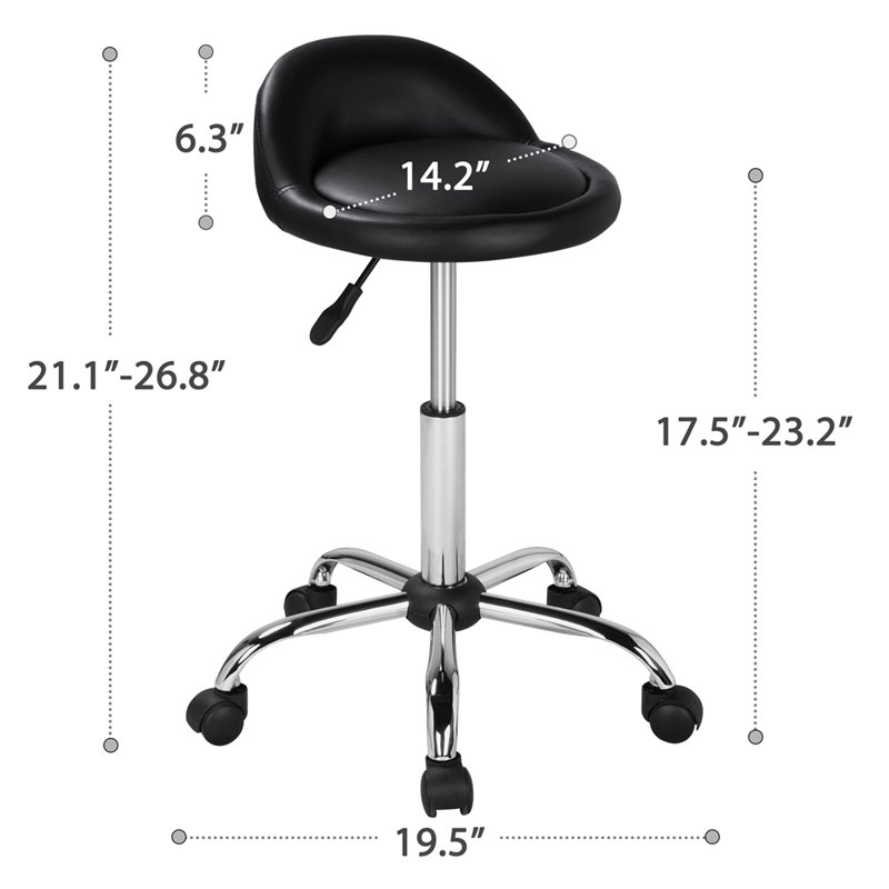 Alandus Swivel Upholstered Adjustable Height Counter Stool with Metal Frame, Black