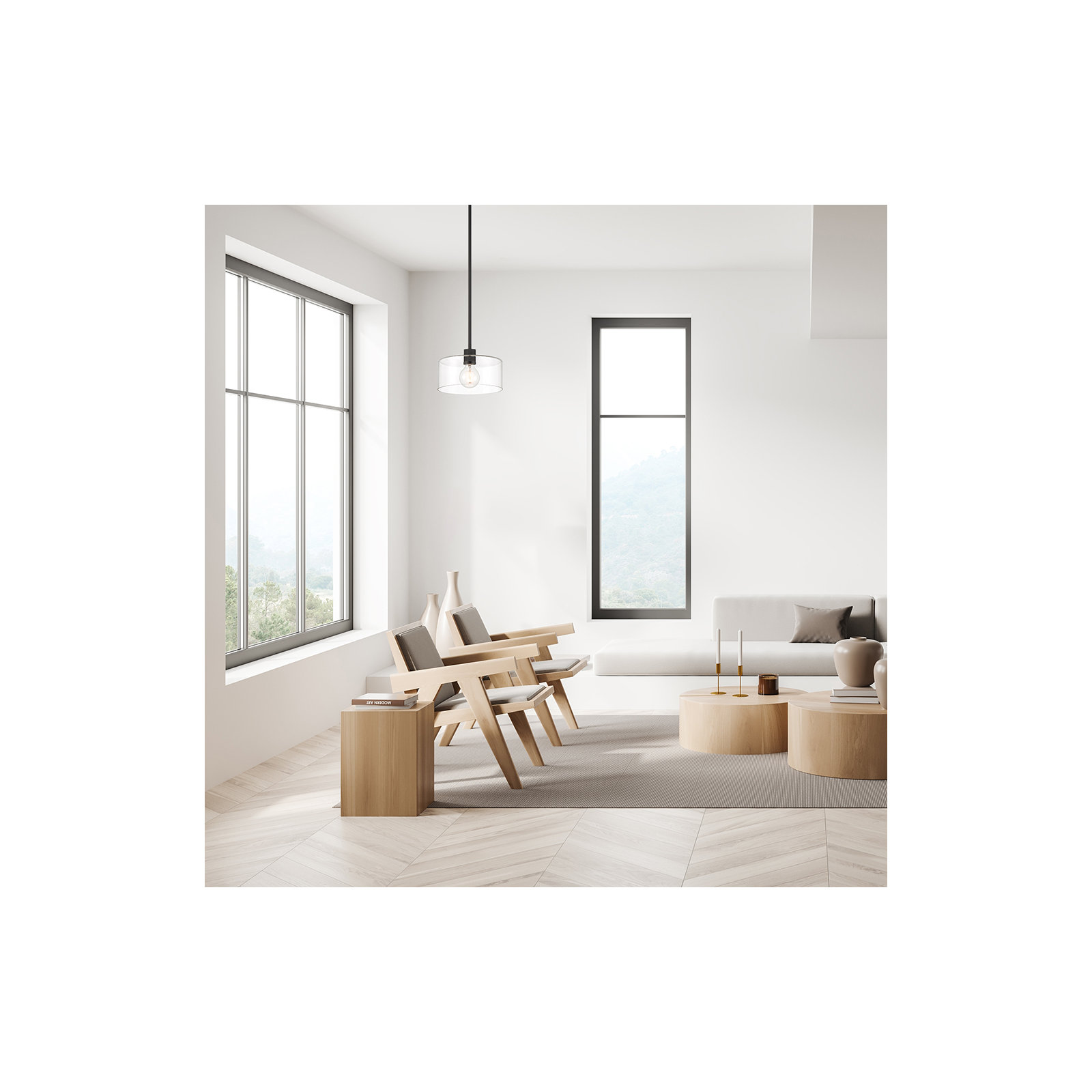Mulaney Single Light Glass Steel Dimmable Pendant