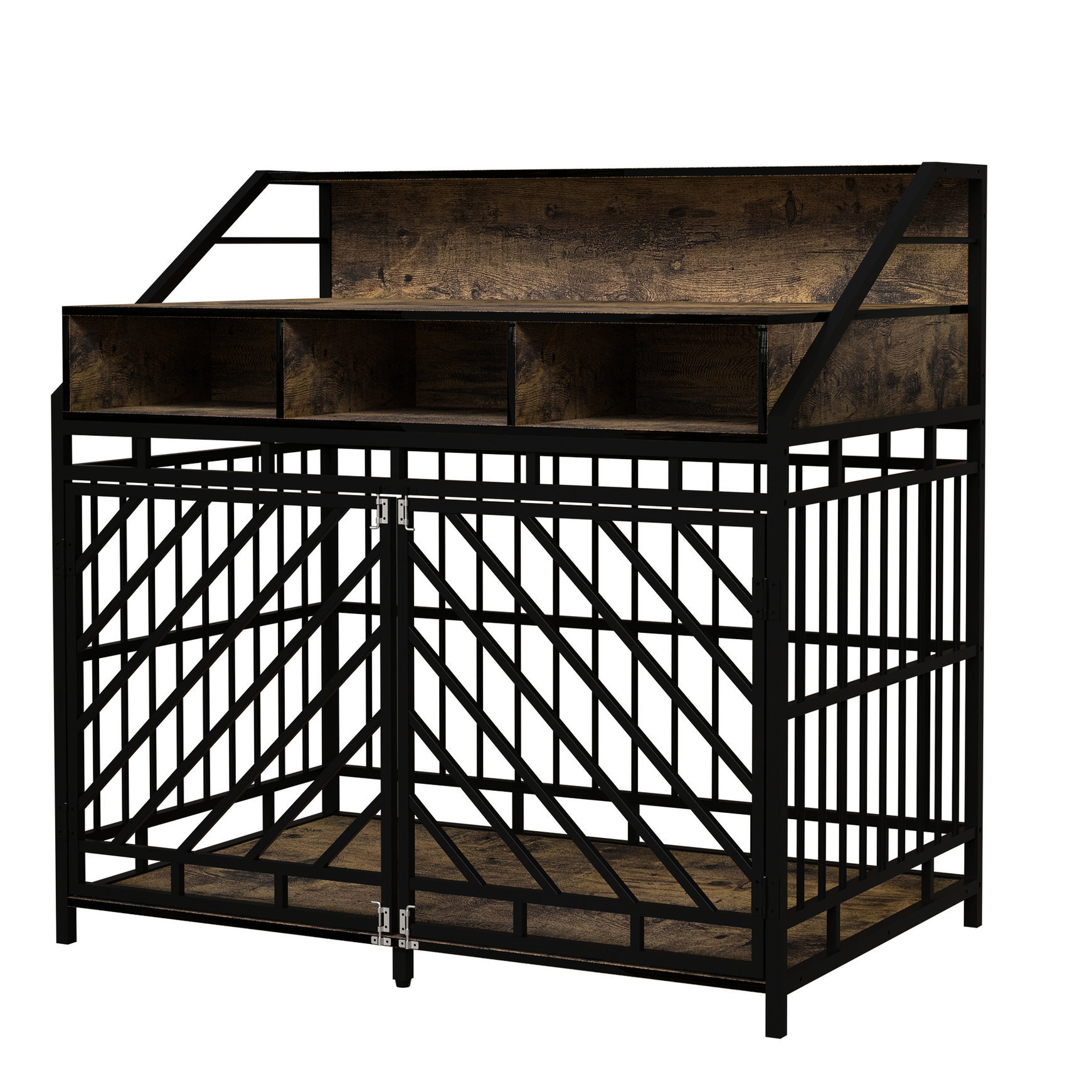 One Allium Way® Large Dogs Rustic Brown Pet House, 43.3 Inch Wooden ...