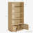 Boho Bookcase With Rattan Doors, 5 Tier Bookshelf-11763983