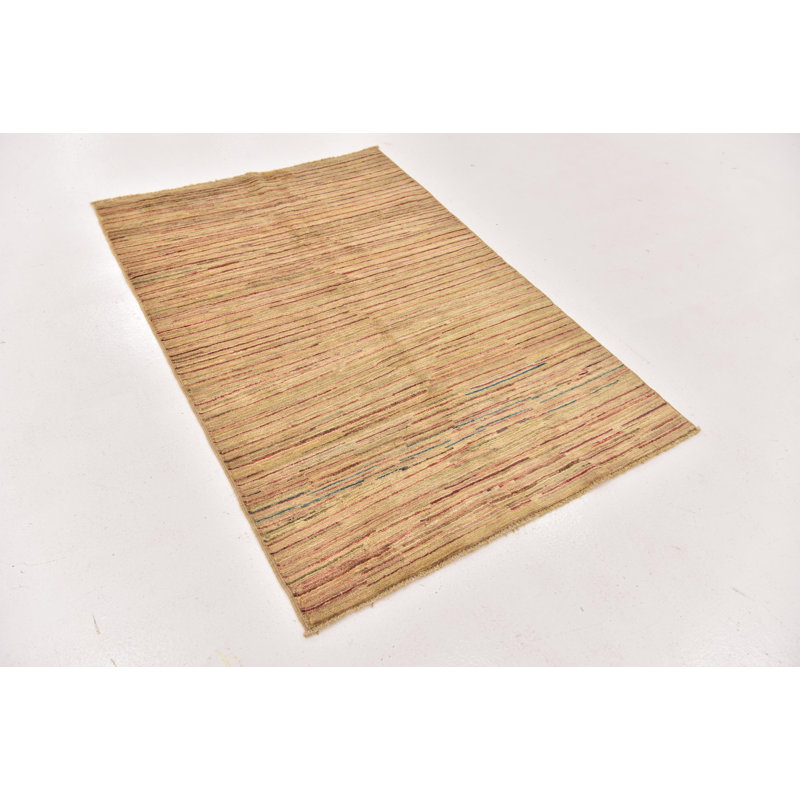 Tapis de la zone en laine noué la 3 pi 8 po x 5 pi 5 po one-of-kind-main beige Nash