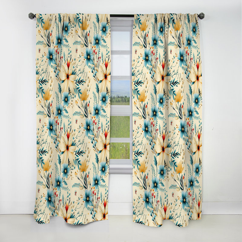 Motif bohème rétro nomade - rideau boho abstrait - rideau occultant abstrait - 1 panneaux, L 52 po x L 108 po