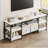 Modern-Industrial TV Stand with 2 Fabric Drawers, Entertainment Center for TVs Up to 75", Media Console with Storage Shelves, Open Design & Metal Frame-1215067920-1215067919