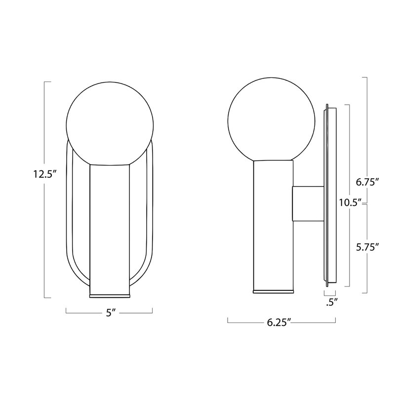 Dion 1 - Light Armed Sconce, Polished Nickel