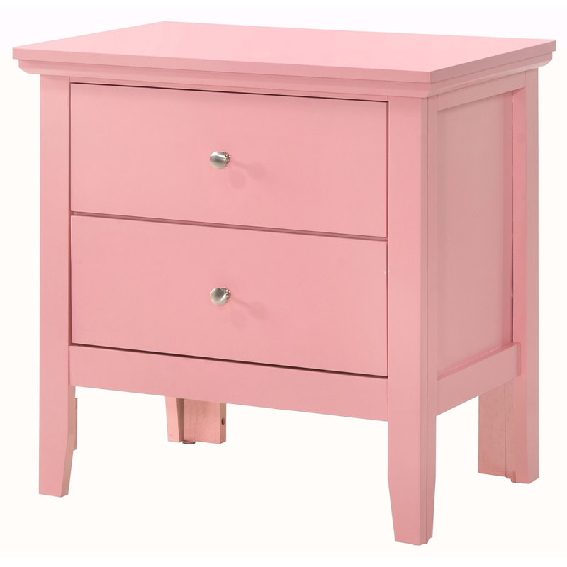 Table de chevet avec tiroirs Teal Elegance, Rose