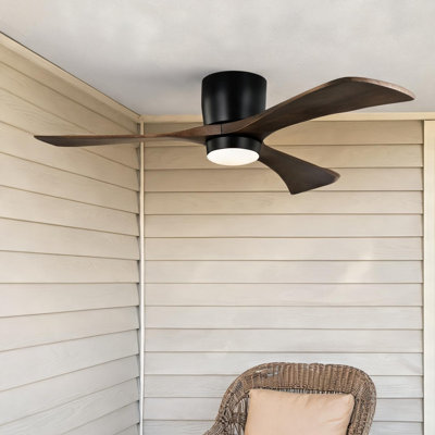 Ventilateur de plafond à télécommande en noir mat, 52 po, avec flux d'air saisonnier, moteur à courant continu, éclairage DEL