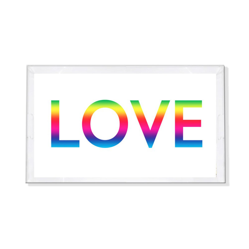 Plateau décoratif rectangulaire Love Love, Arc-en-ciel